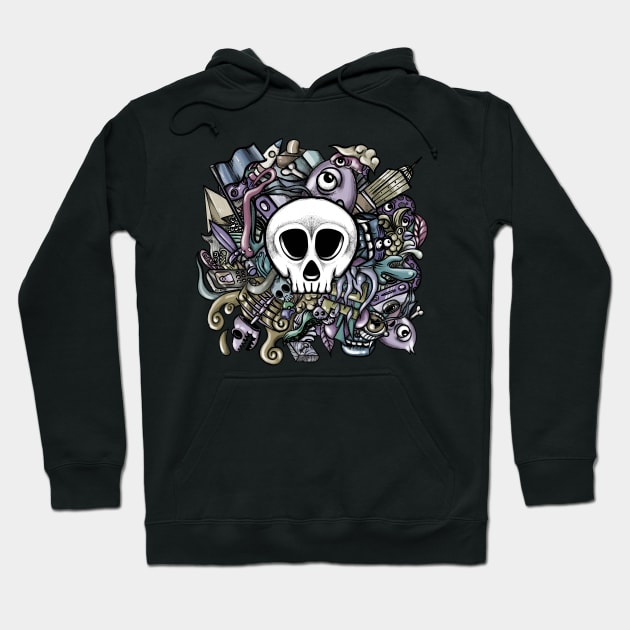 Doodle Skull Hoodie by fakeface